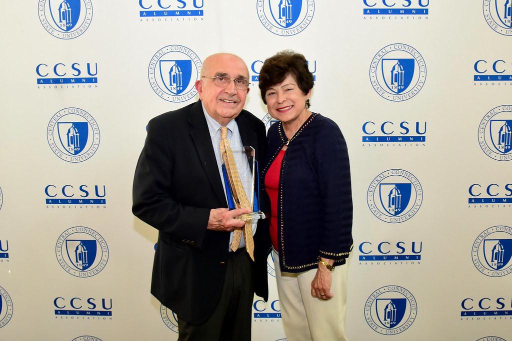 Friend of the University Award winner Harry Mazadoorian with President Toro