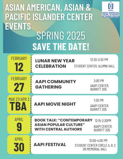 AAAPI Center Spring 2025 Events Flyer