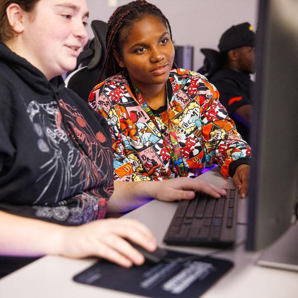 Students on computer