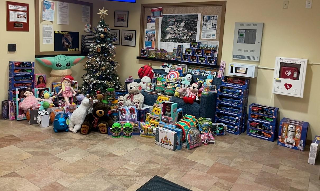 Collected Toys in Police Department lobby