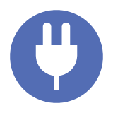 Blue circle with white plug icon