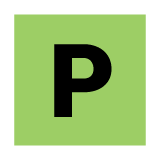 Green square with letter P