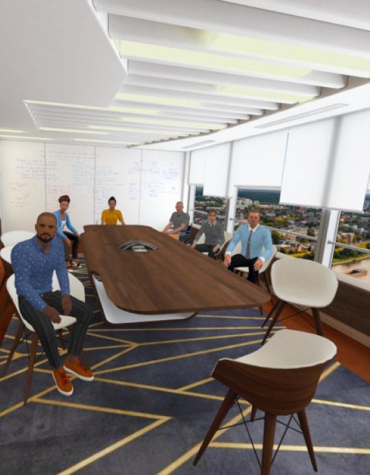 A meeting taking place in Virtual Reality