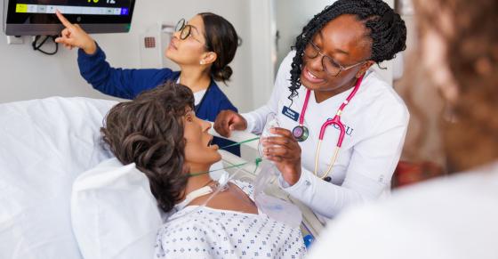 Nursing students in lab