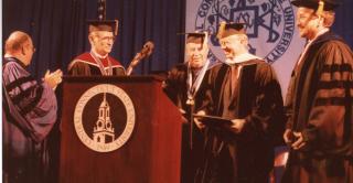 Jimmy Carter receives an honorary degree from Central.